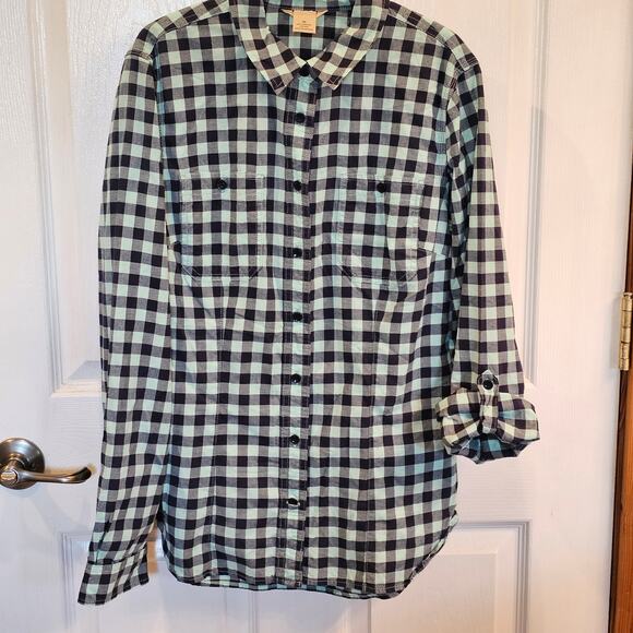 Duluth Trading Women's Gingham Check Long Sleeve Shirt Tabbed Sleeves M Cotton - Picture 4 of 8